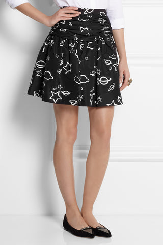 Printed silk-taffeta mini skirt