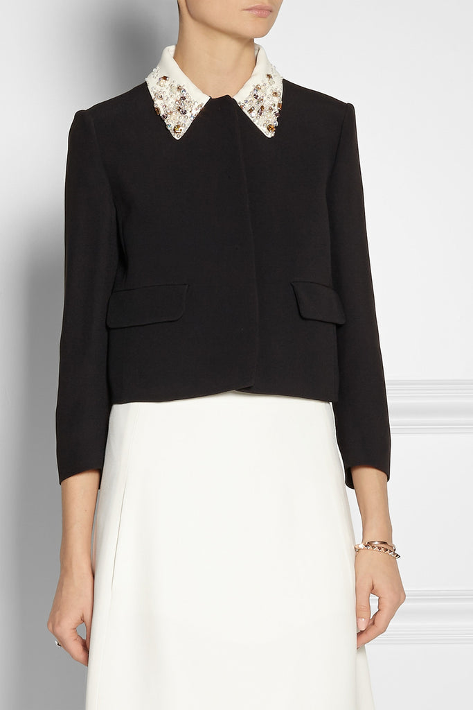 Embellished-collar cady jacket