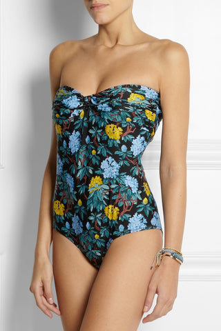 Floral-print bandeau swimsuit