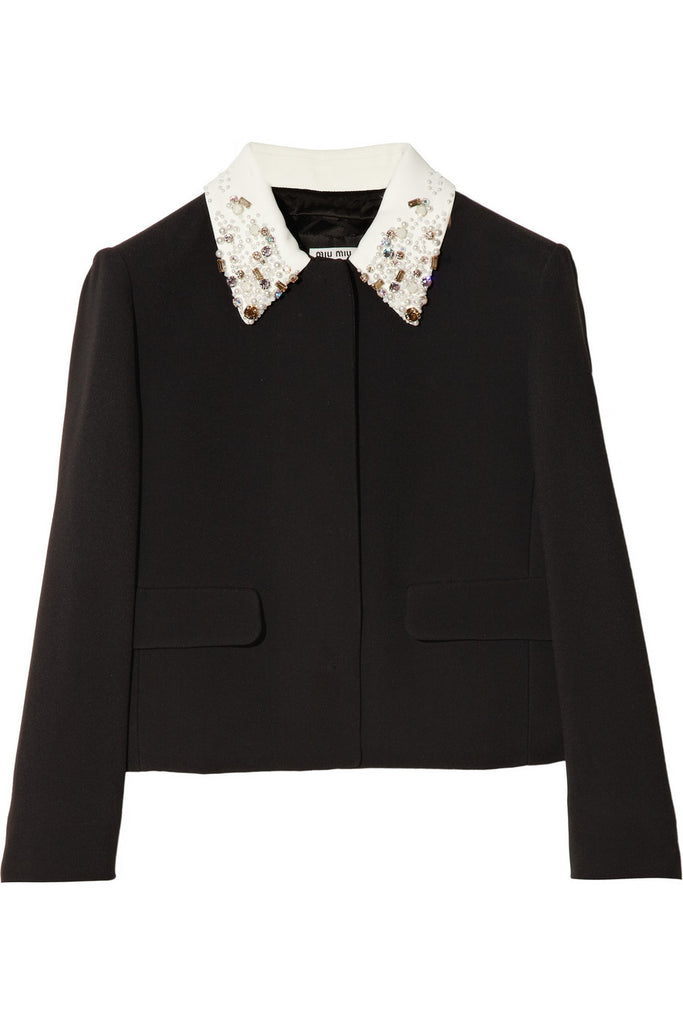 Embellished-collar cady jacket