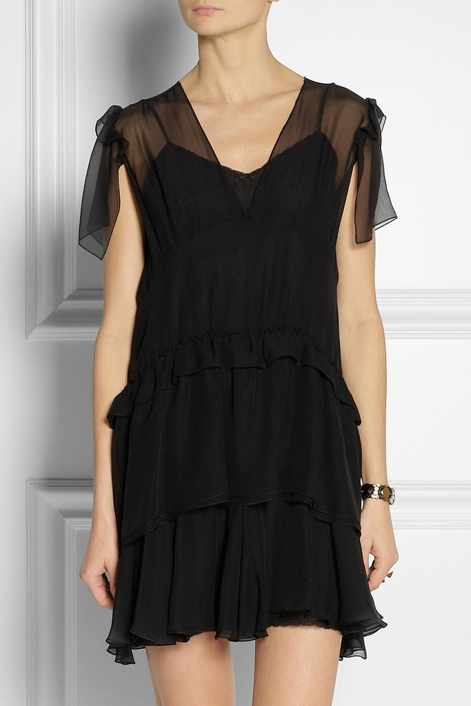 Tiered silk-chiffon mini dress