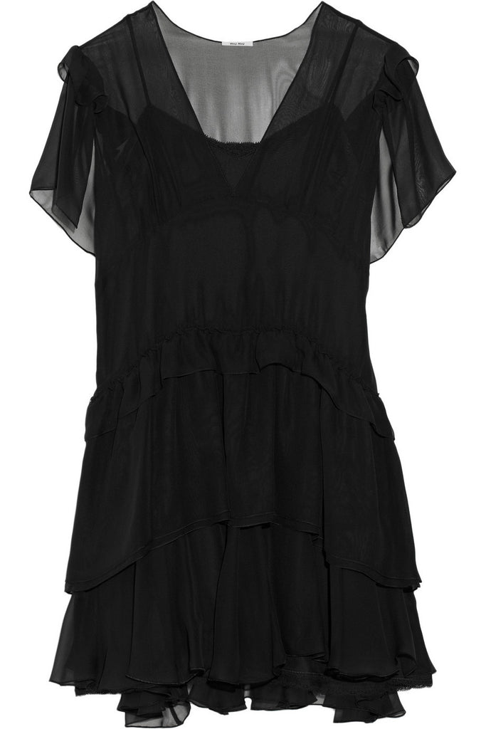 Tiered silk-chiffon mini dress