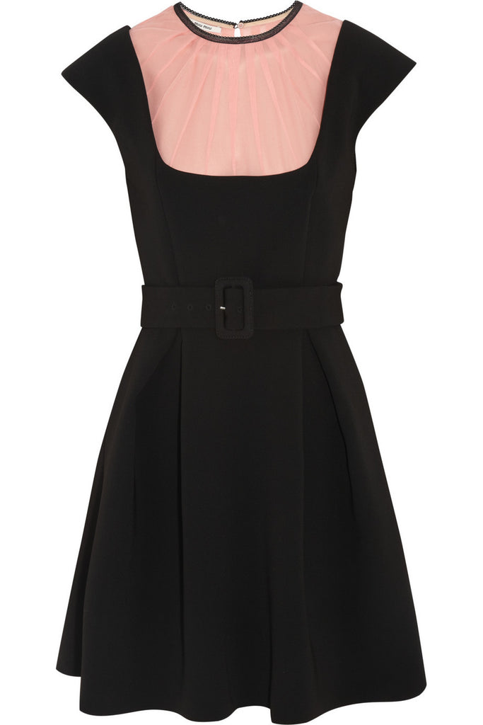 Silk chiffon-paneled crepe mini dress