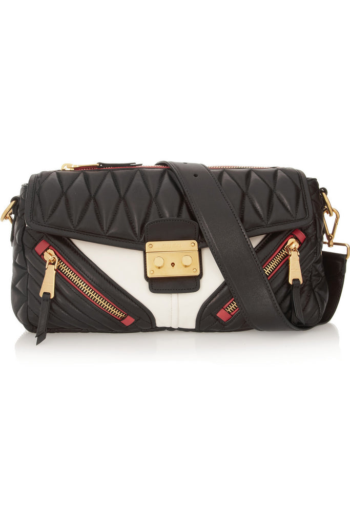 Biker quilted leather shoulder bag